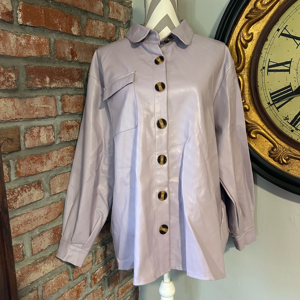 Nasty Gal • Lavender Faux Leather Shacket